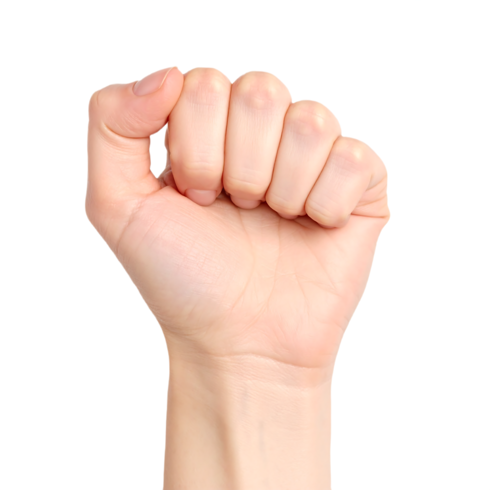 Closed fist hand on transparent background png