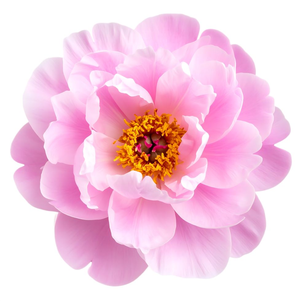 Pink Peony Flower Blooming with Yellow Center png