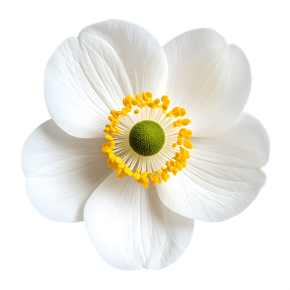 White Anemone Flower with Yellow Center png