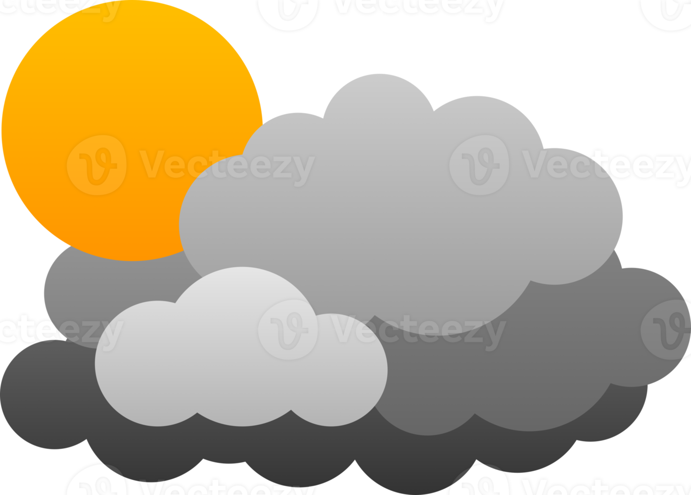 Yellow sun with cloud weather png