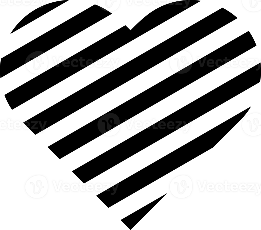 Black line heart love icon png