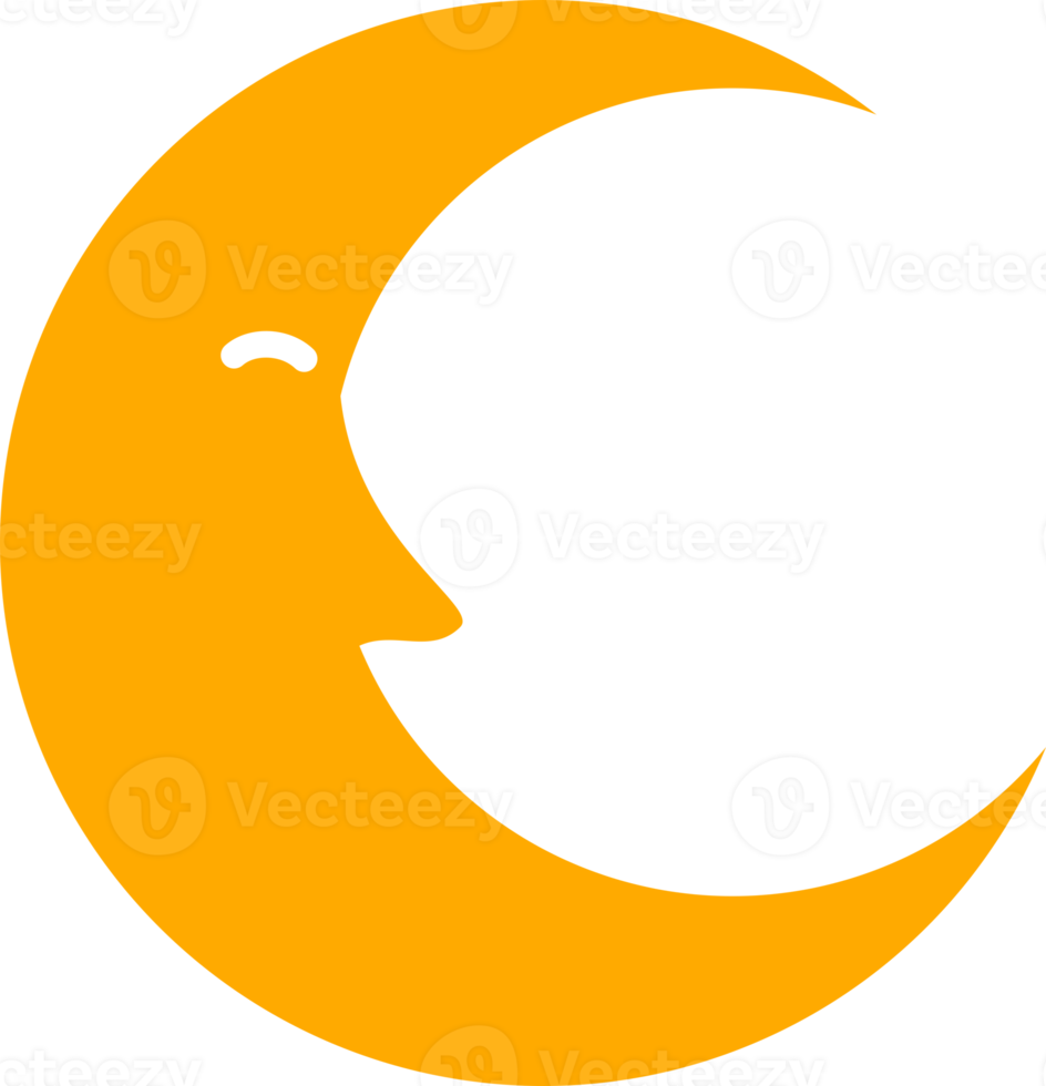 Yellow crescent moon night png