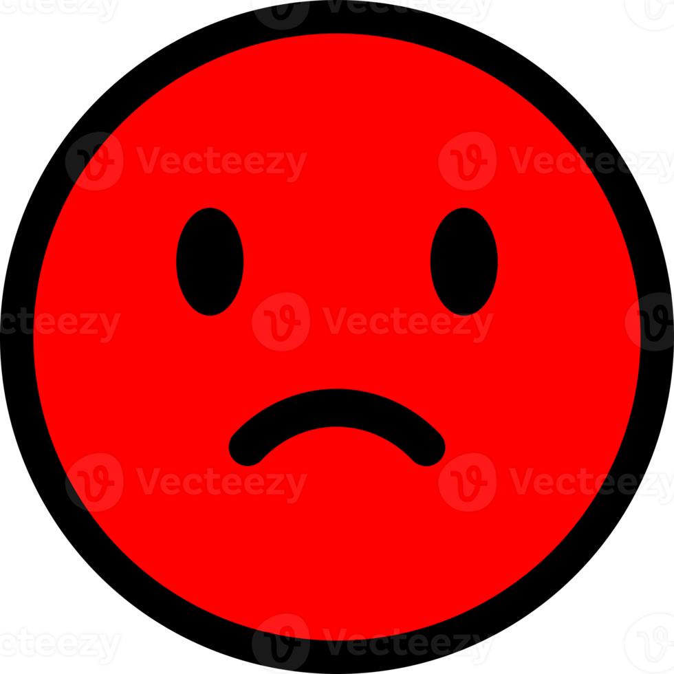 Red circle sad emoji png