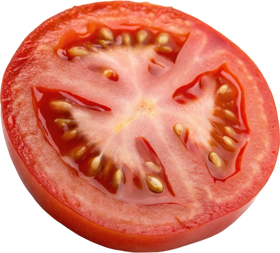 Sliced tomato with visible seeds png