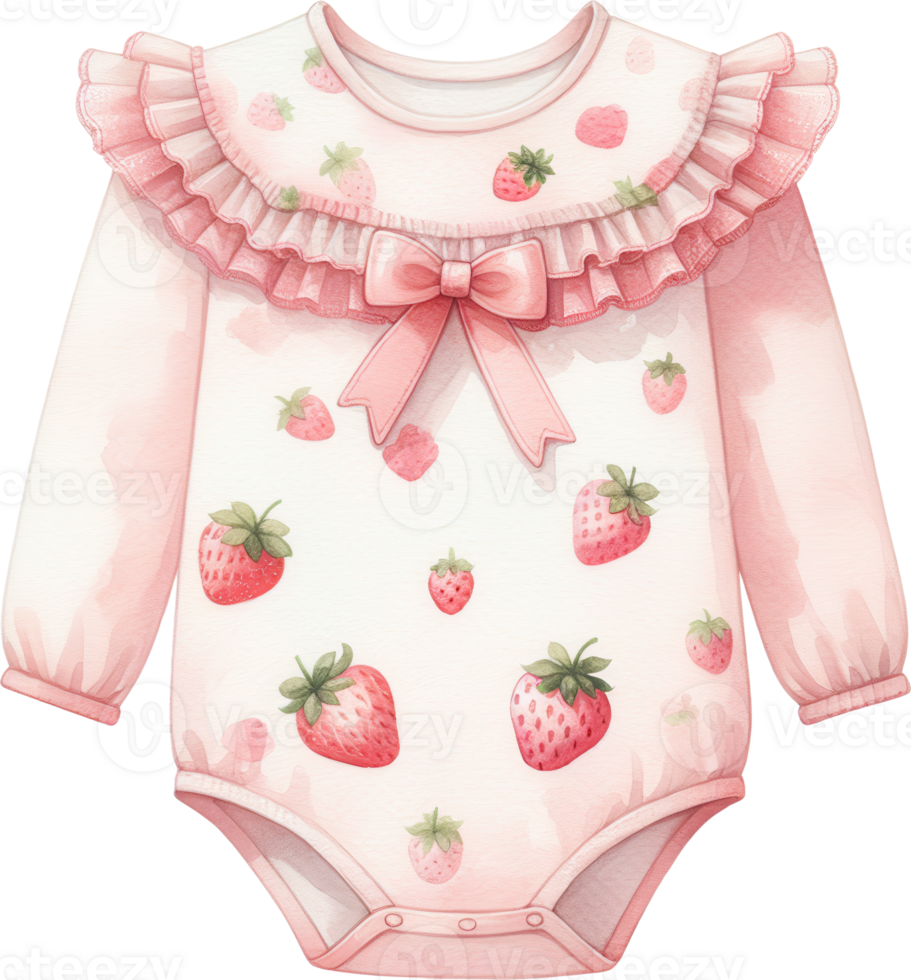 Strawberry printed Ruffled Bow Infant Clothing png