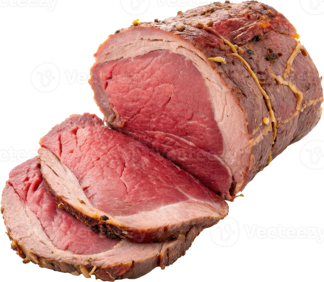 Sliced Rolled Roast Beef with Marbled Edges png