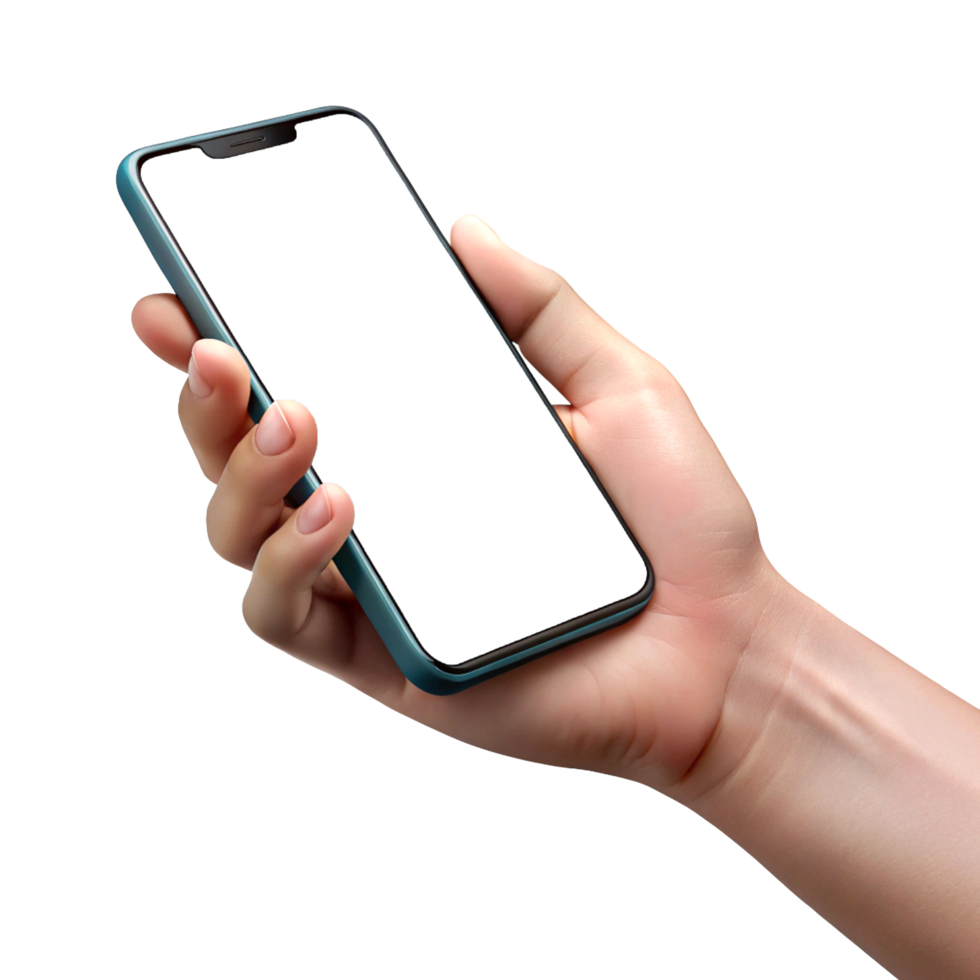 hand holding smartphone isolated transparent background png
