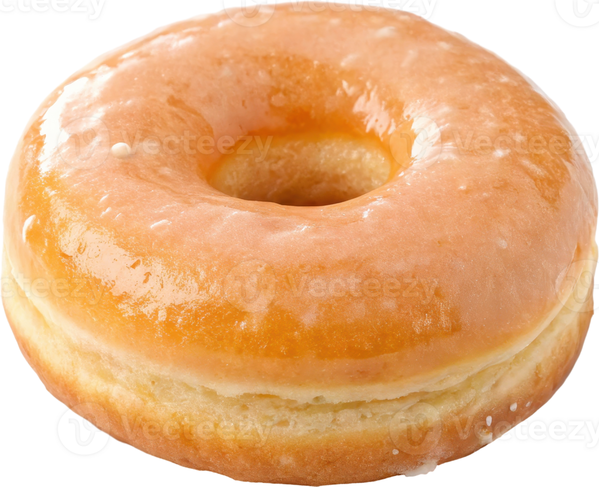 A delectable freshly baked glazed donut with a golden shiny surface and a soft fluffy interior png