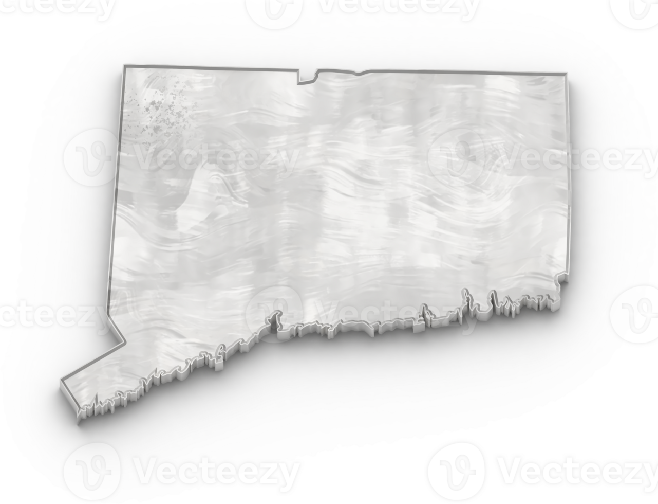 3D Map of Connecticut State on isolated transparent background png