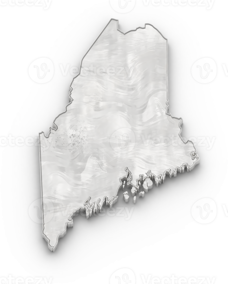 3D Map of Maine State on isolated transparent background png