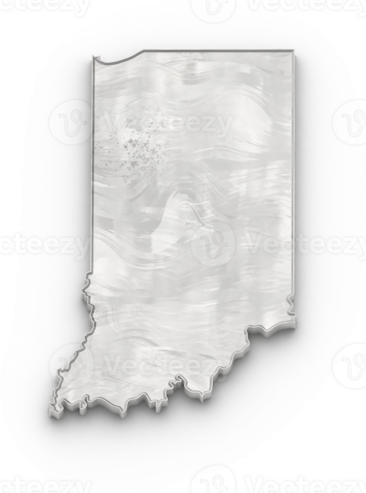 3D Map of Indiana State on isolated transparent background png