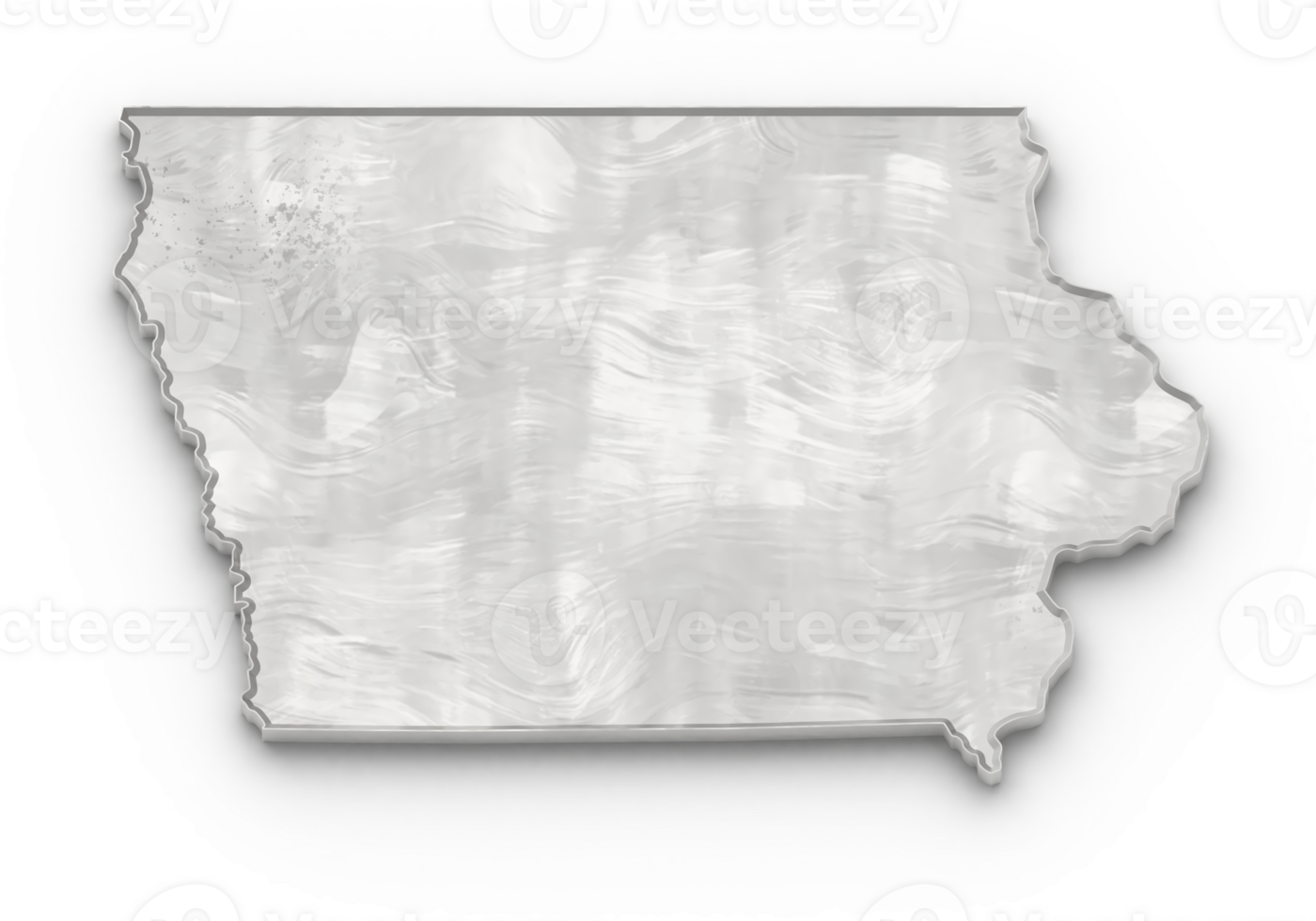 3D Map of Iowa State on isolated transparent background png