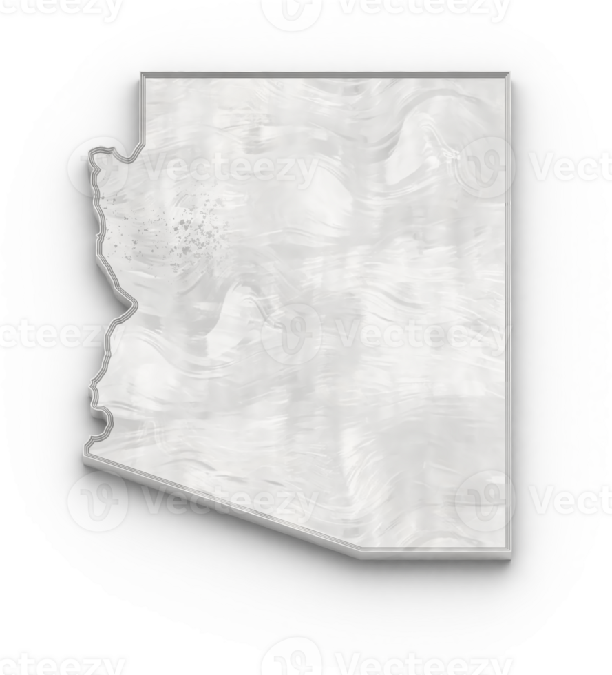 3D Map of Arizona State on isolated transparent background png