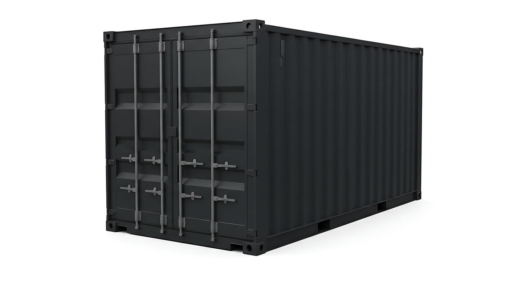 Detailed 3D Model of a Dark Gray Shipping Container photo