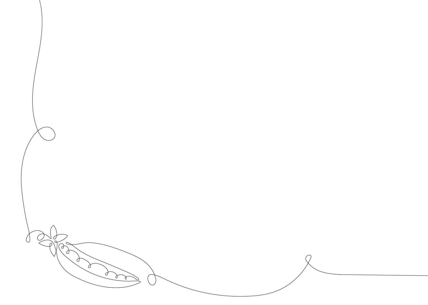 Pea continuous line background. One single line organic healthy food concept. Minimalism modern style graphics design. vector