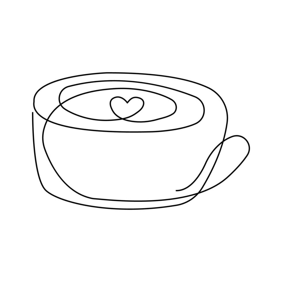 Cup of coffee or tea one line drawing, Illustration isolated on white background vector