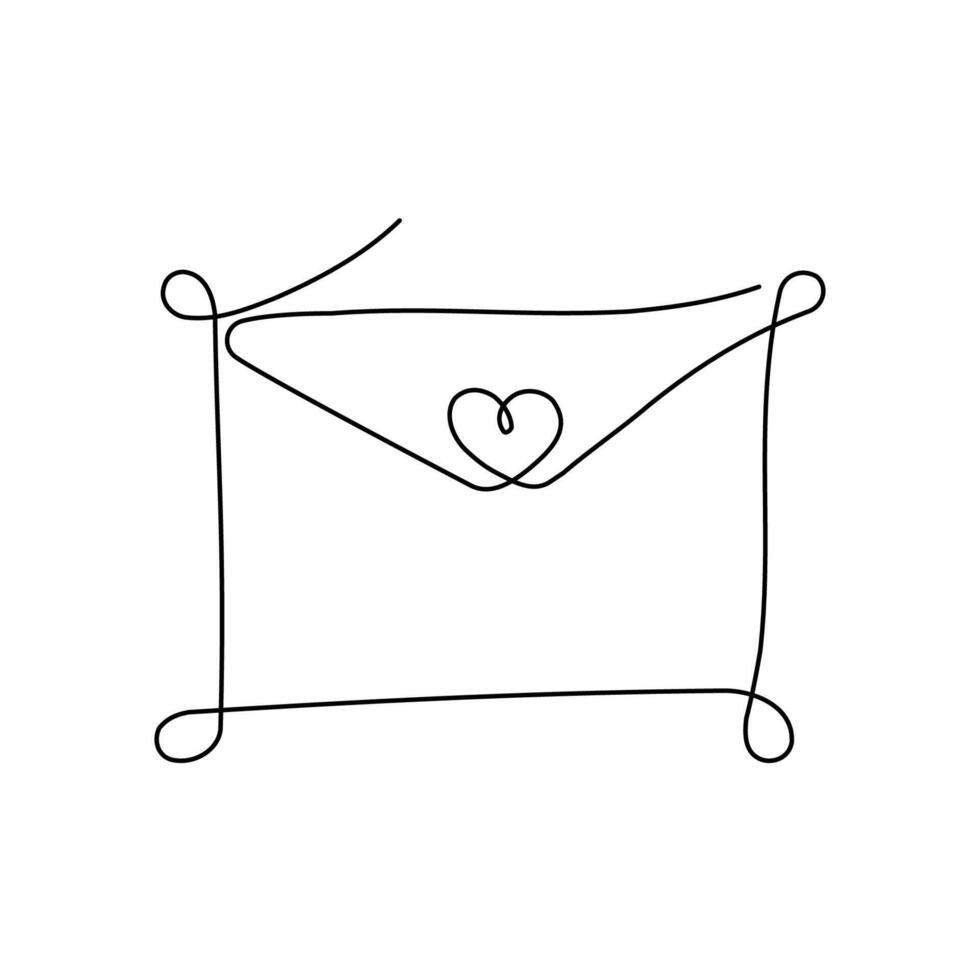 Continuous line drawing of closed envelope, One line elements for print, banner, card, brochure. vector