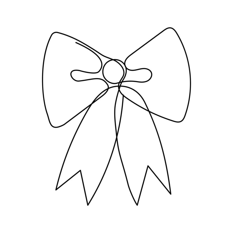 Ribbon bow gift in Minimalist Design. One line elements for print, banner, card, brochure vector