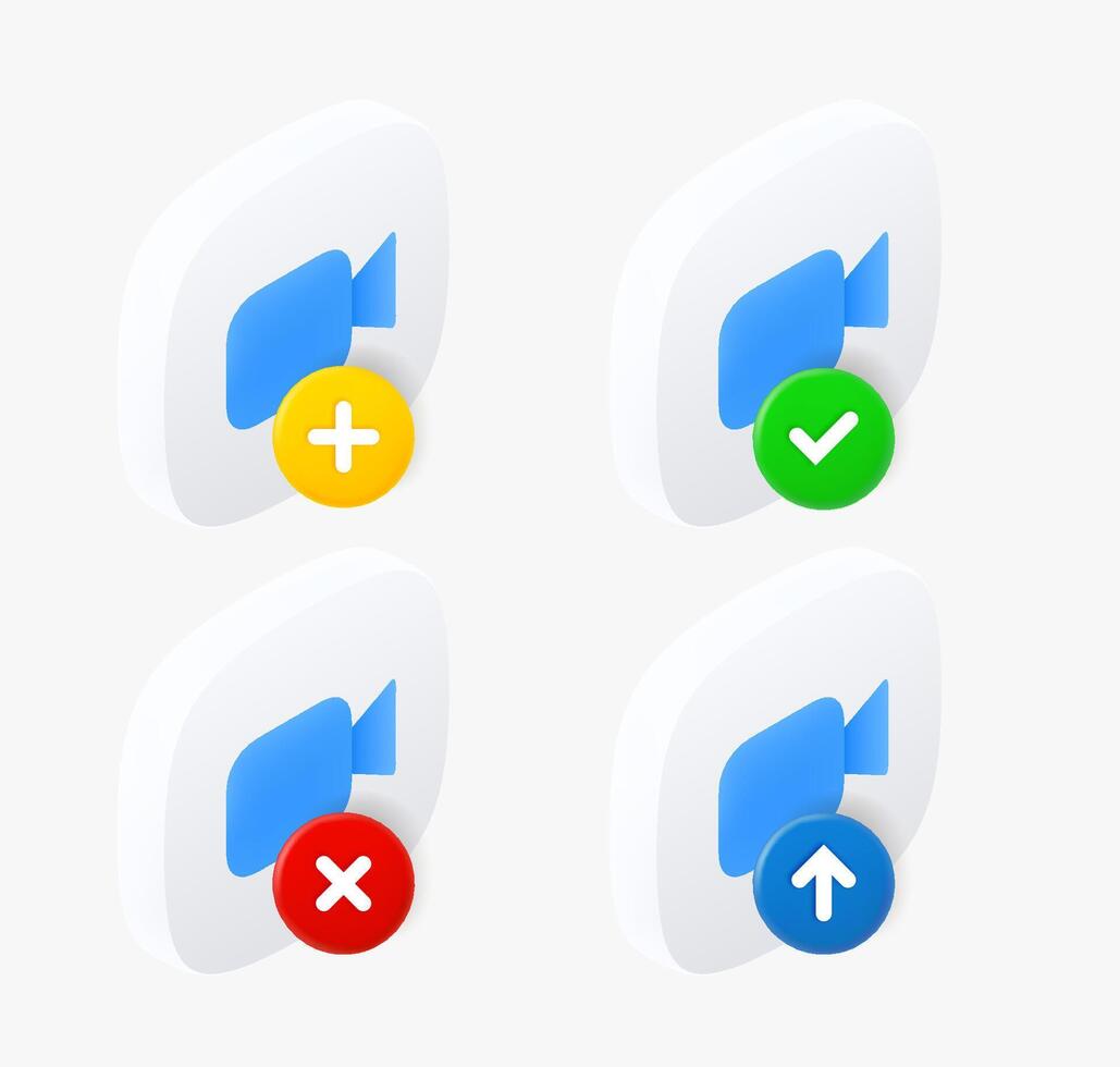 camera icon set with different pictograms. 3d icons collection vector