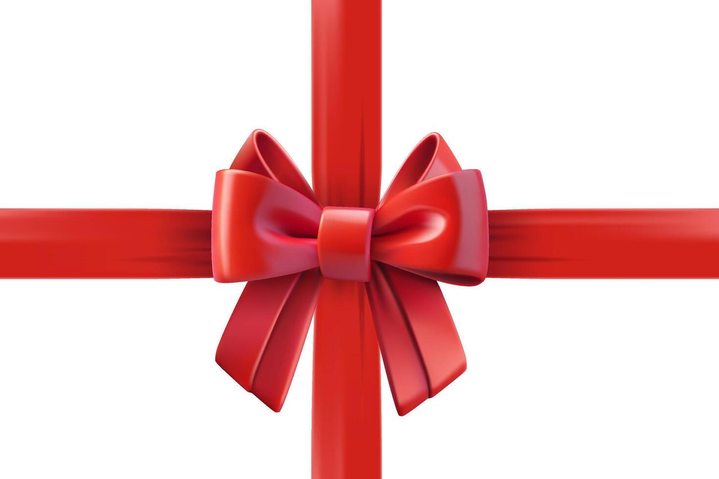 Red ribbon with a bow. Design template. 3d illustration vector