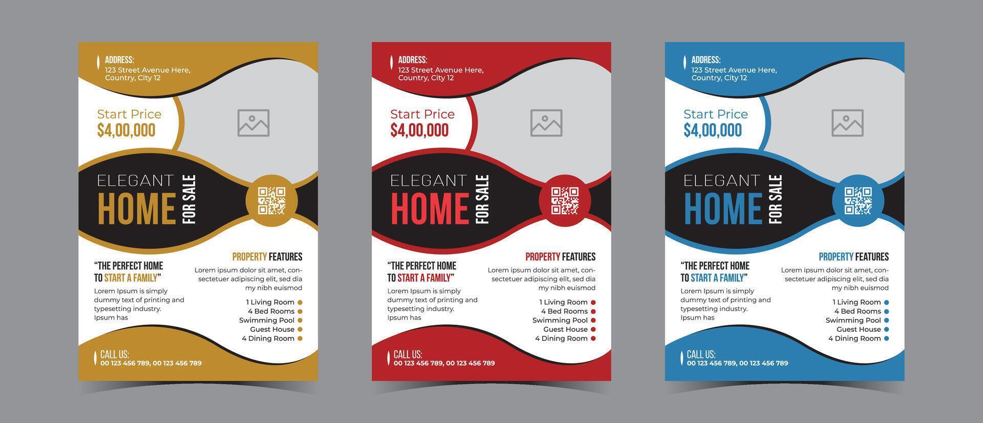 Modern Minimalist Modern House For Sale Flyer Design template vector