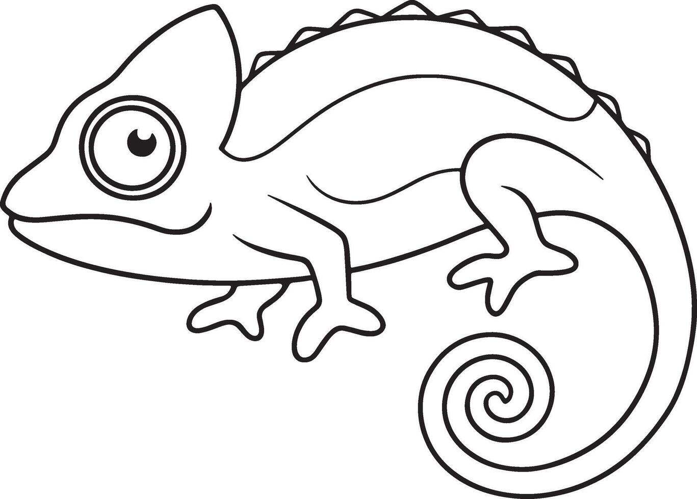 Chameleon Cartoon Drawing Educational Coloring Page For Kids vector