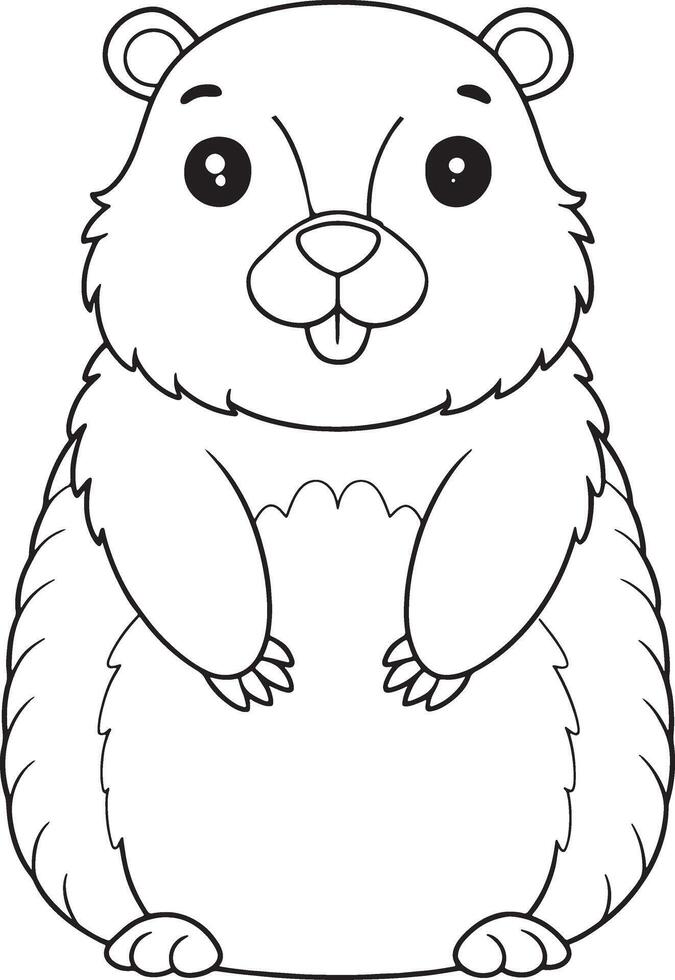Groundhog Coloring Page Cute Animal Illustration For Kids vector