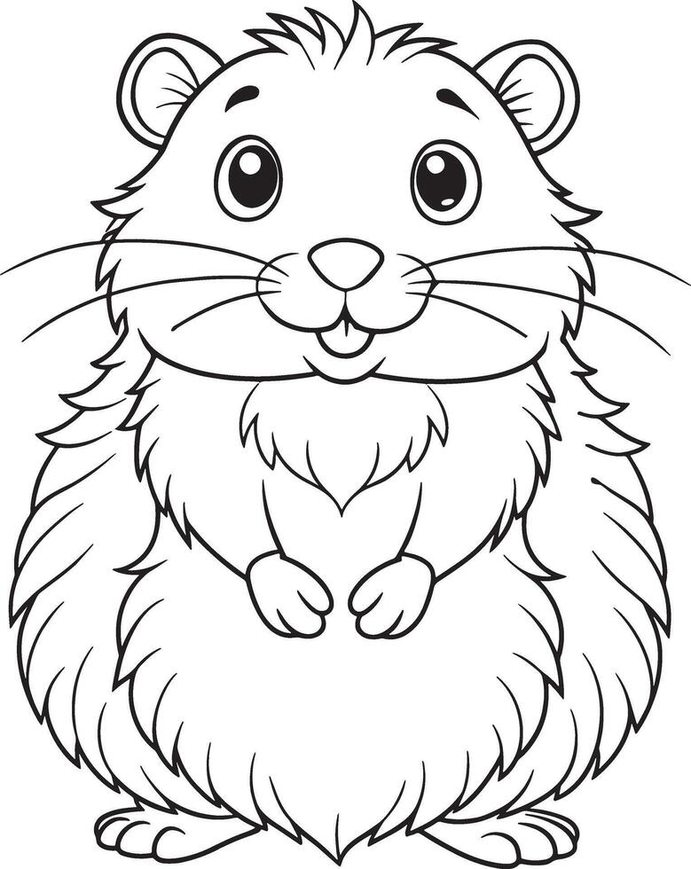 Hamster Coloring Page Cute Pet Animal Illustration For Kids vector
