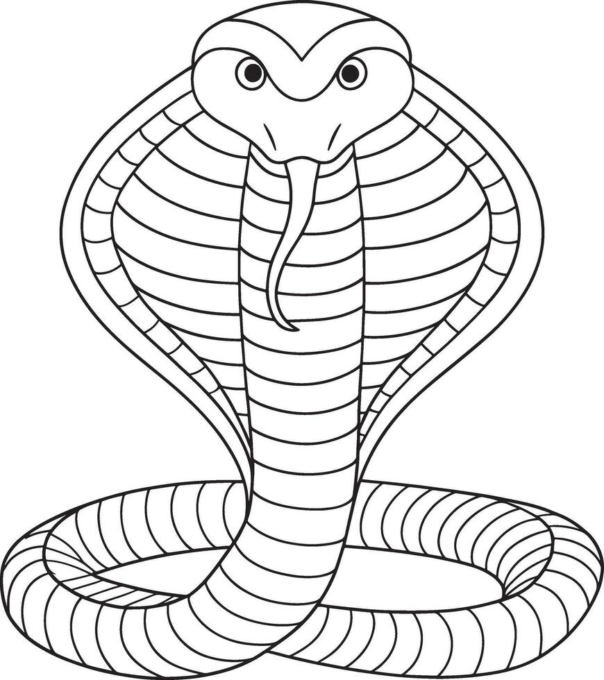 King Cobra Line Art Drawing Reptile Wildlife Animal Sketch vector