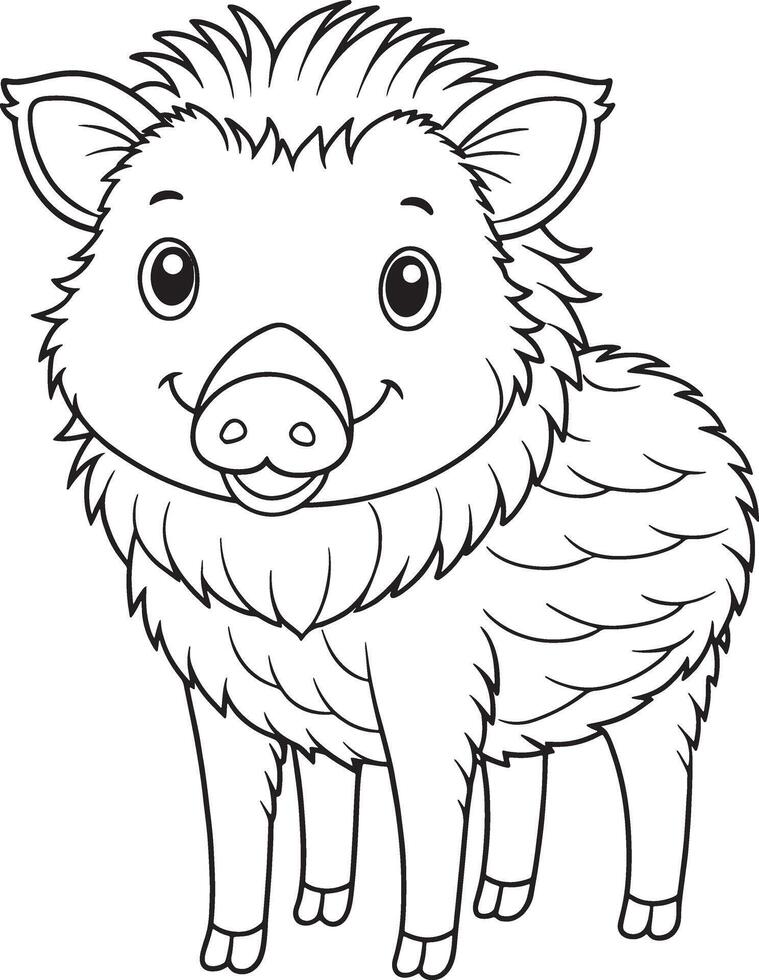 Collared Peccary Coloring Page Cartoon Animal Art For Kids vector