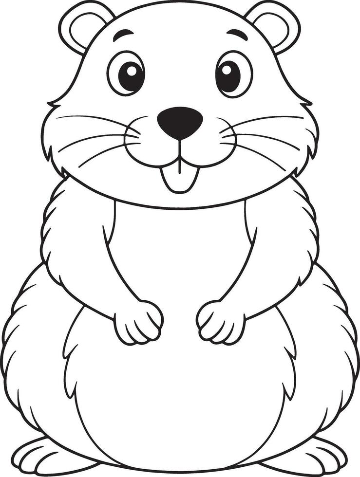Gopher Cartoon Line Art Printable Coloring Page For Kids vector