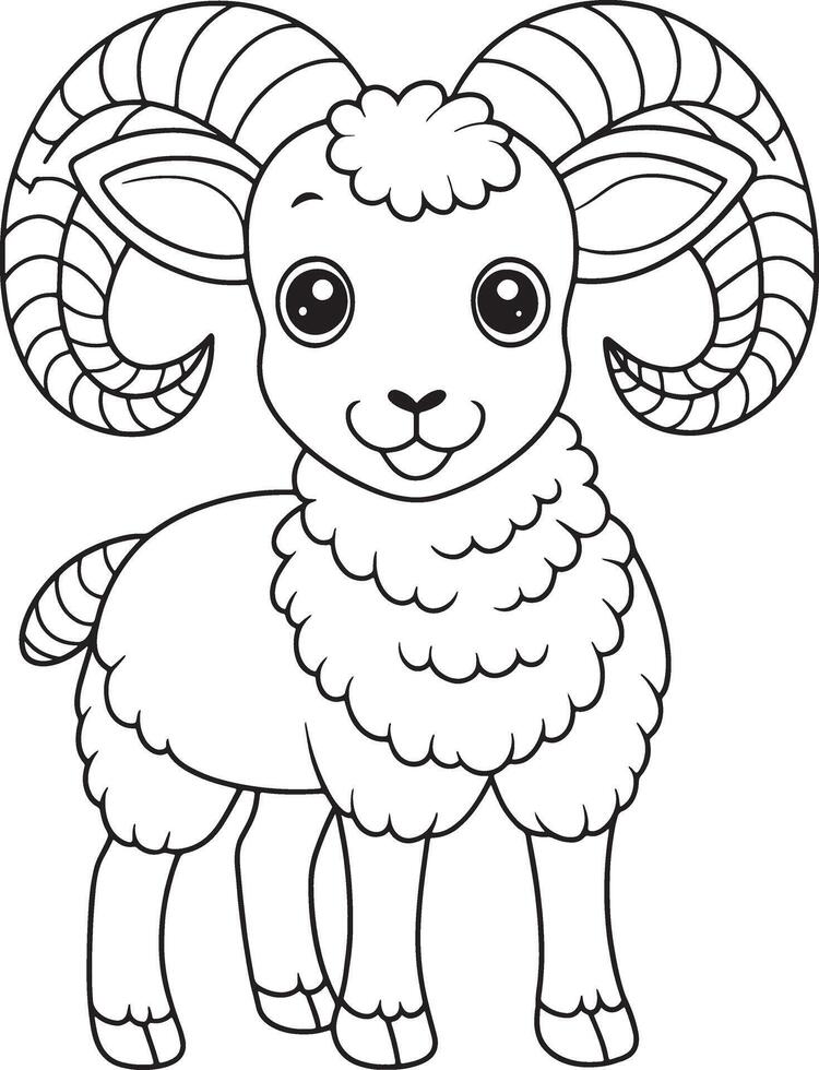 Dall Sheep Cartoon Coloring Page Printable Sheep Animal Art vector