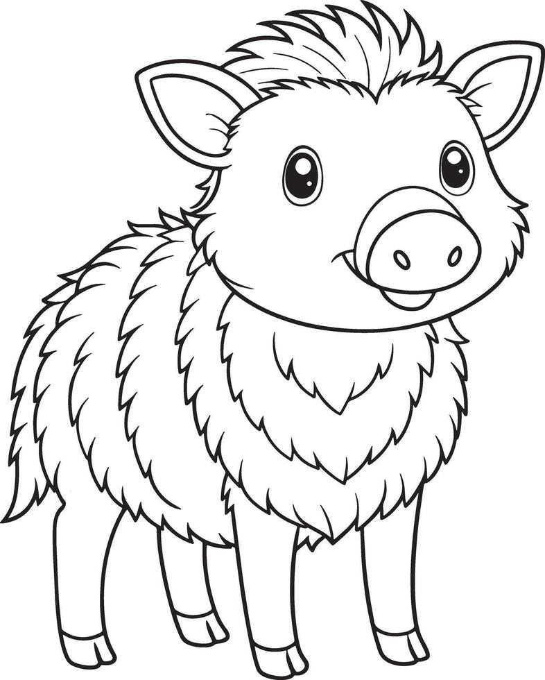 Baby Collared Peccary Coloring Page Cute Animal Illustration vector