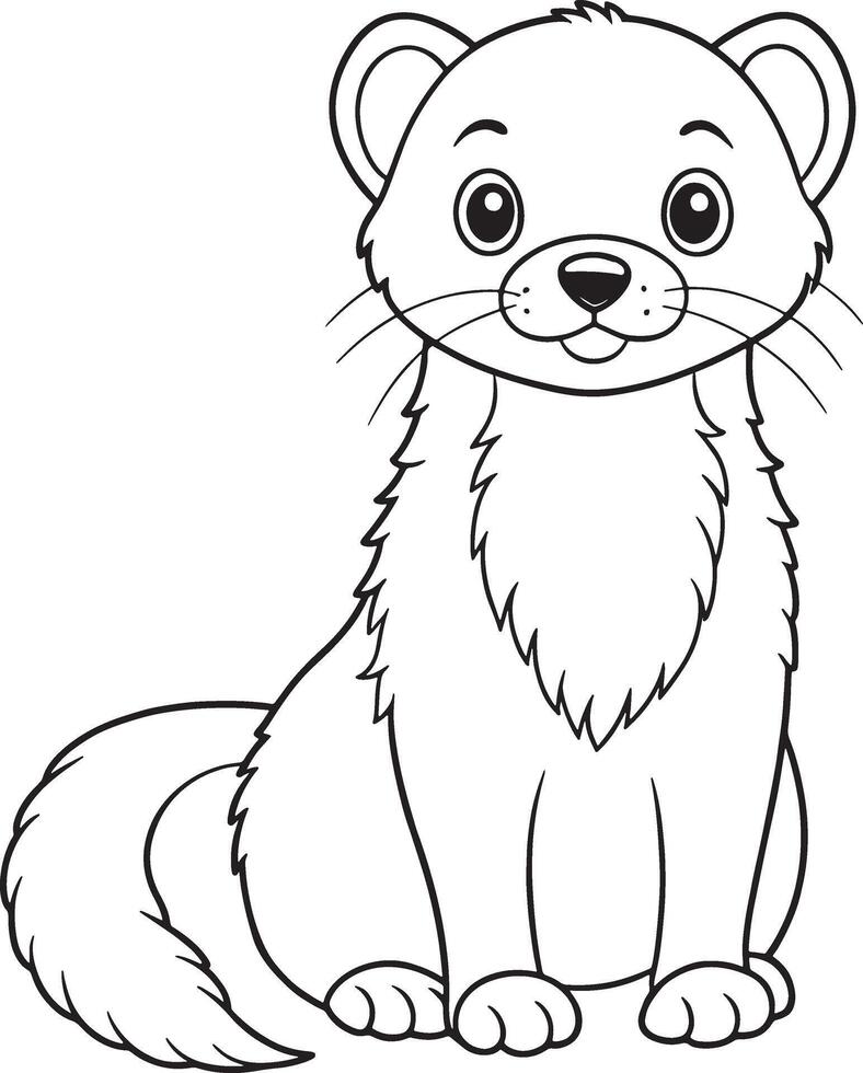 American Mink Cartoon Coloring Page Fun Animal Art For Kids vector