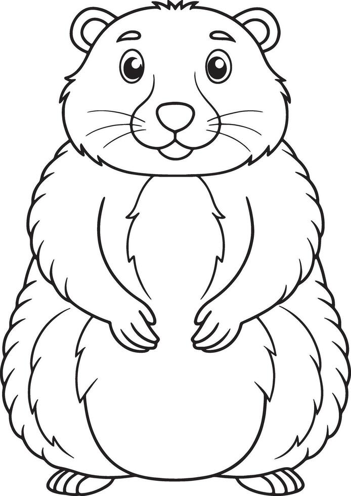 Marmot Coloring Page Printable Cute Animal Drawing For Kids vector