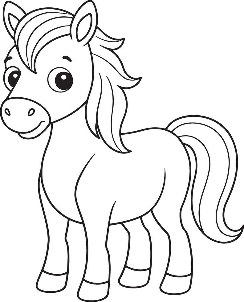 Horse Coloring Page Cute Animal Illustration For Children vector