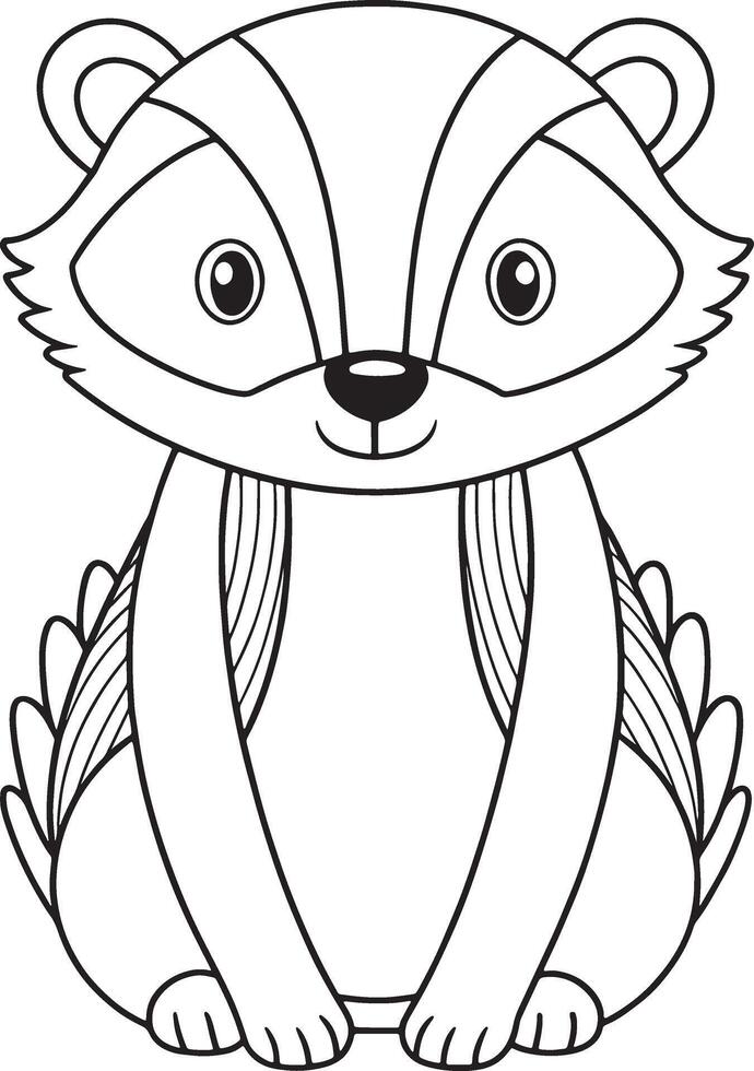 Badger Coloring Page Adorable Animal Illustration For Kids vector