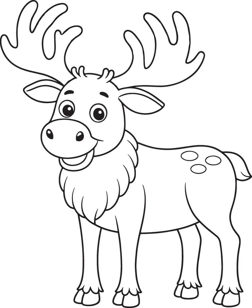 Moose Cartoon Coloring Page Fun Activity Illustration For Kids vector