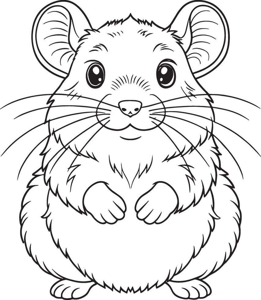 American Pika Coloring Page Adorable Rodent Animal Illustration vector