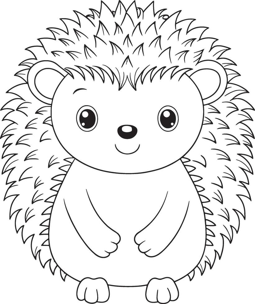 Hedgehog Coloring Page Cute Spiny Animal Art For Children vector