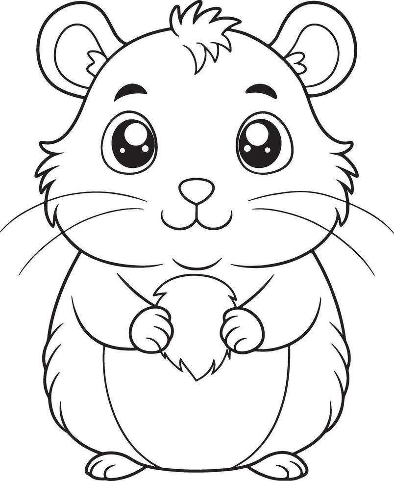 Cute Lemming Coloring Page Pet Animal Drawing For Kids vector