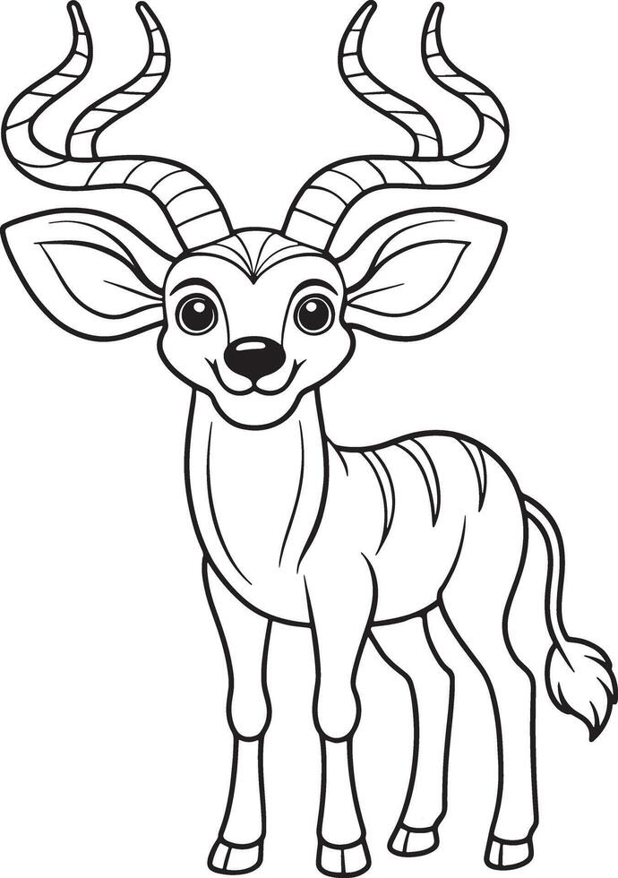Kudu Antelope Coloring Page Fun Animal Drawing For Kids vector