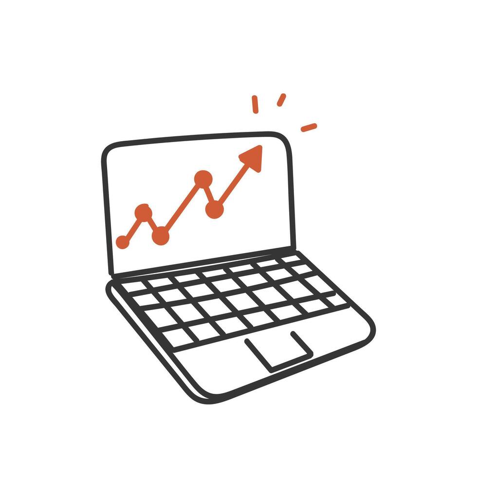 a laptop with a graph going up on it vector