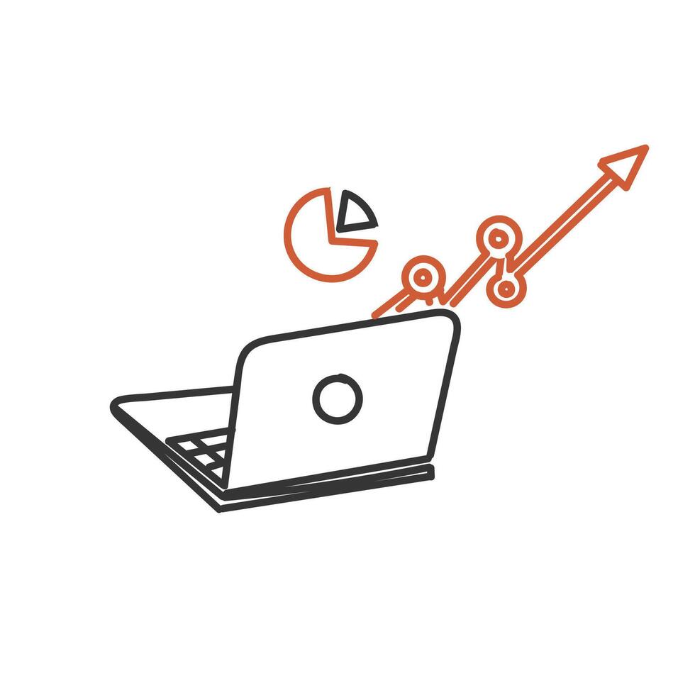a laptop with a graph and a laptop with a graph vector