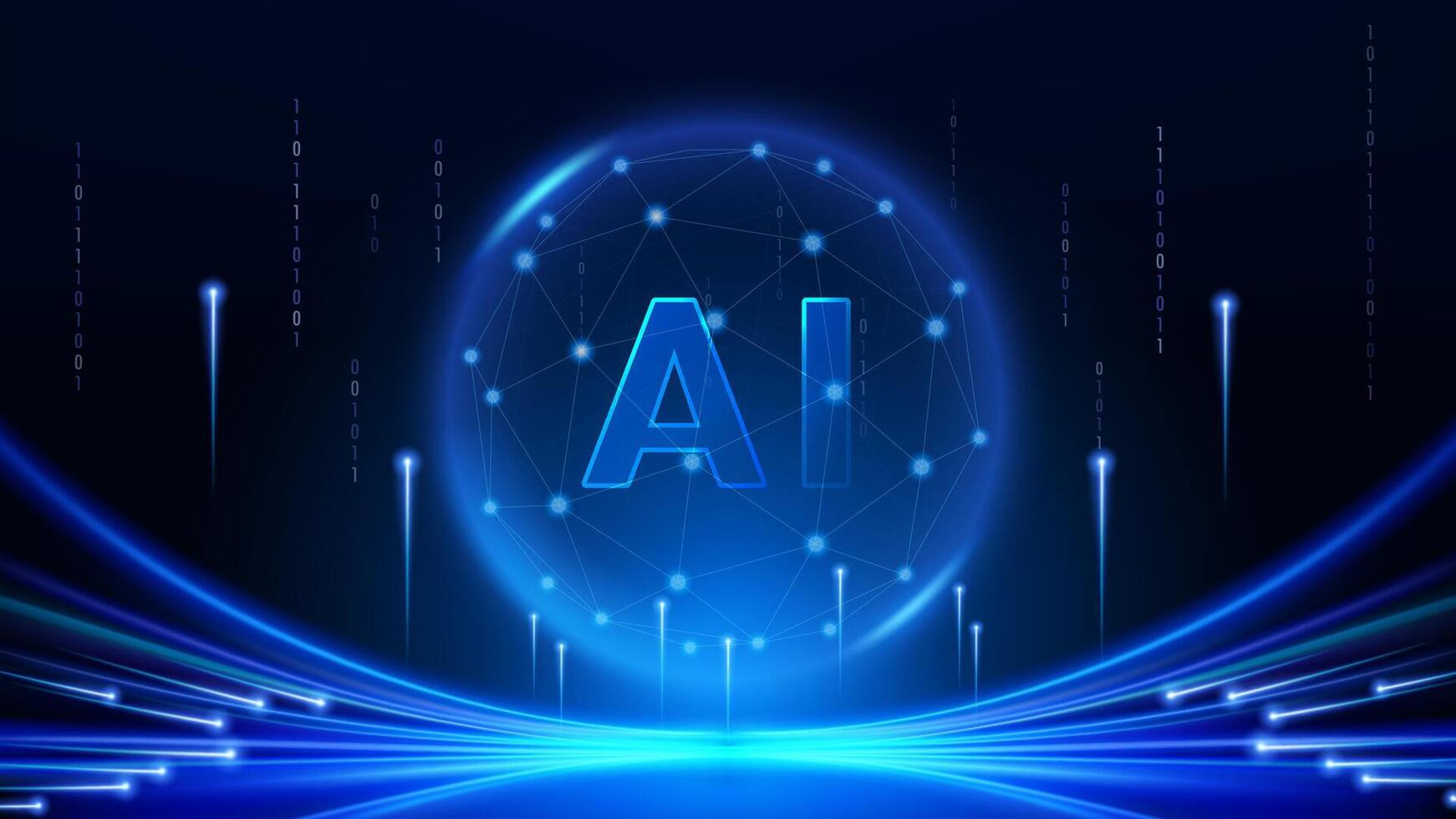Abstract futuristic background with speed line and light ray, AI technology concept. vector