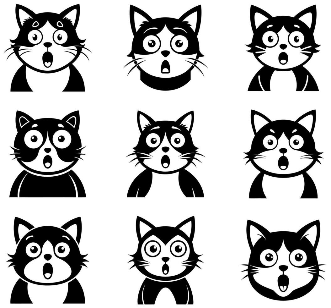 Shocked and Surprised Cat Face vector