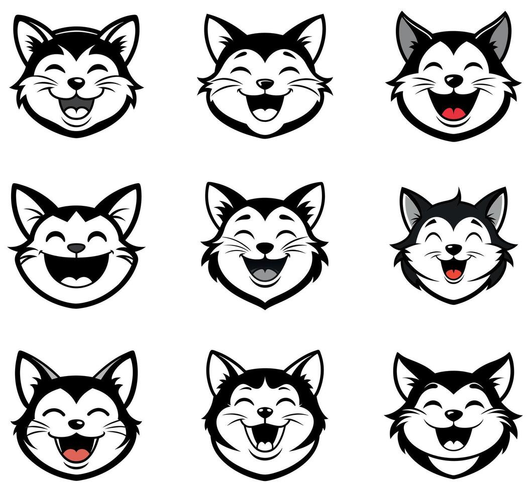 Happy Laughing Cat set vector
