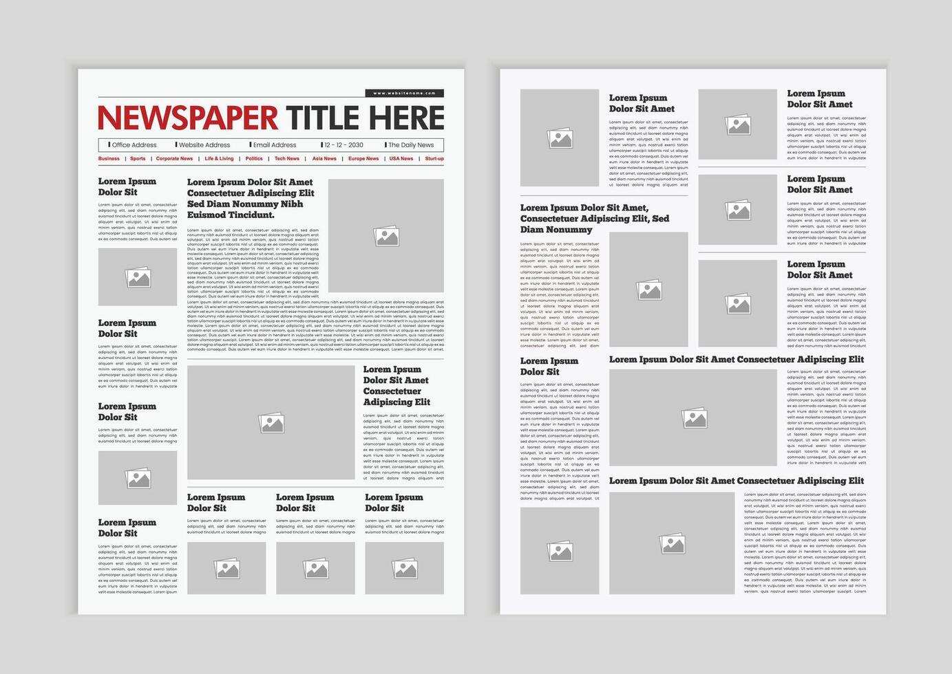 Simple and minimal newspaper design or magazine template design vector