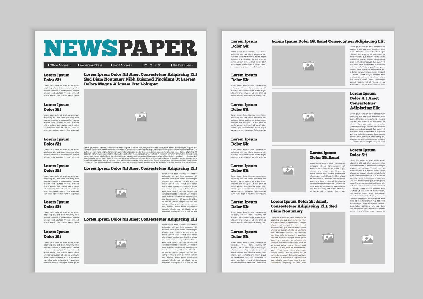 Newspaper layout template or magazine design vector