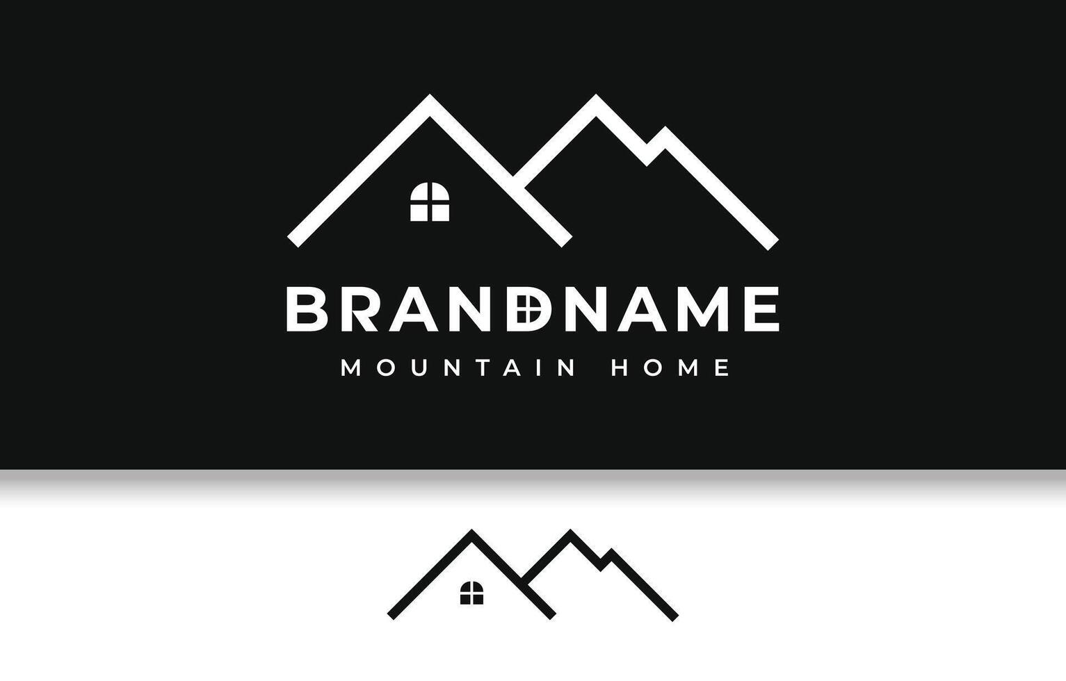SIMPLE HOME WITH MOUNTAIN LOGO DESIGN vector